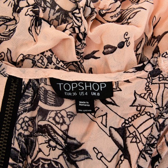 Topshop Tattoo Print Blouse - Picture 3 of 5